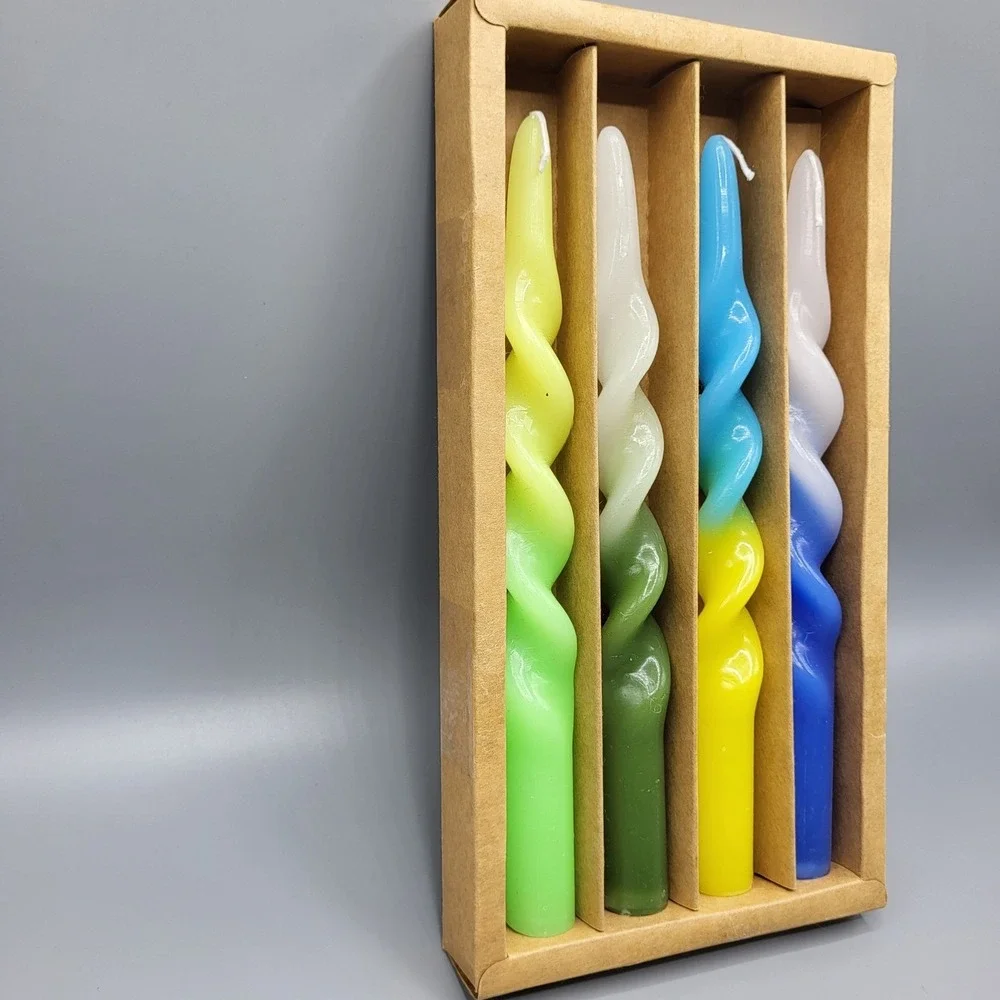 Vintage Ombre Spiral Taper Candles 9.5